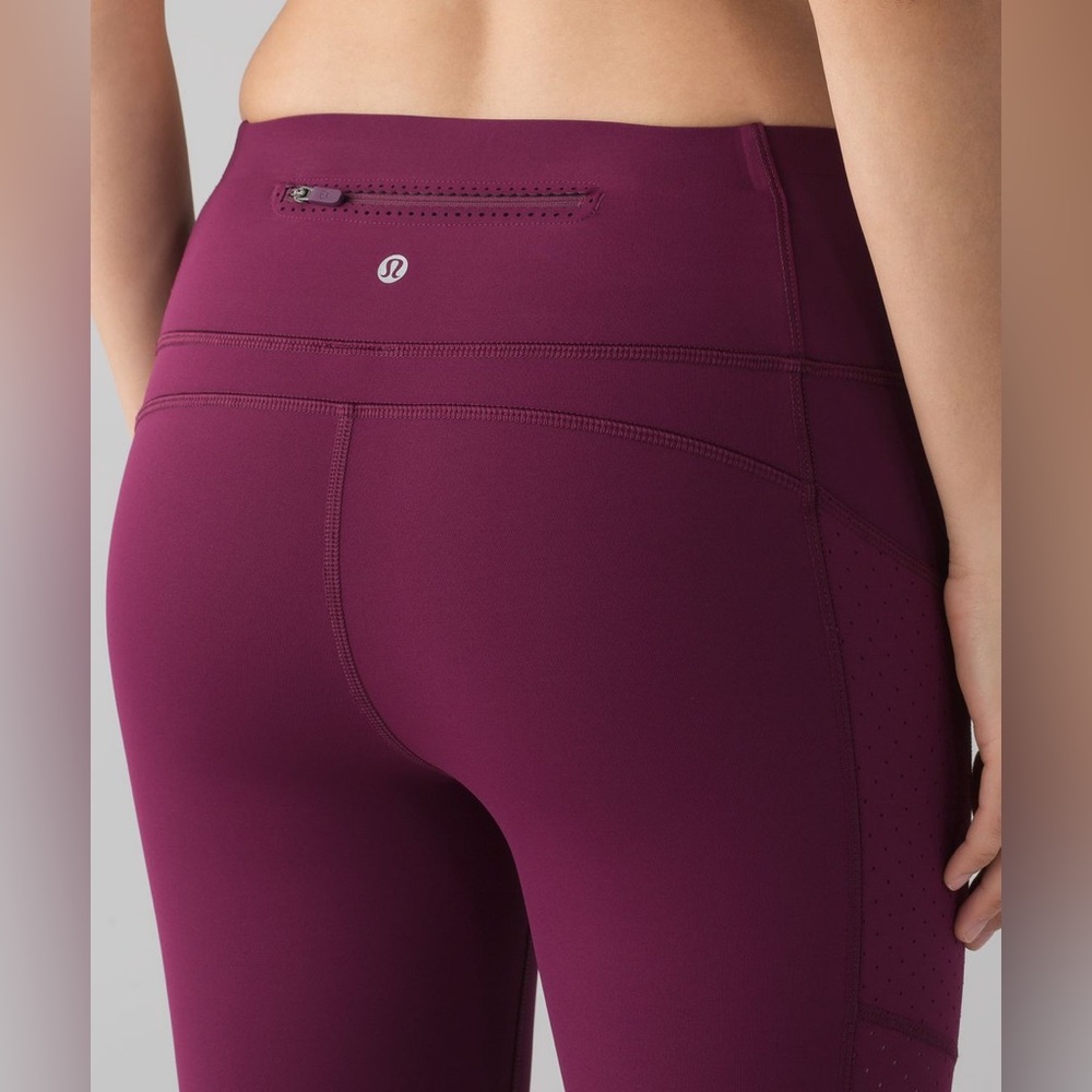 Lululemon Athletica Marvel Dark Pink Mind Over Miles Crop 17” Leggings size 4 - Picture 8 of 16